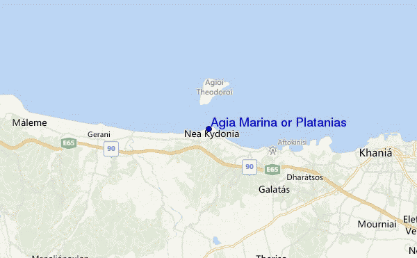 Agia Marina or Platanias location map