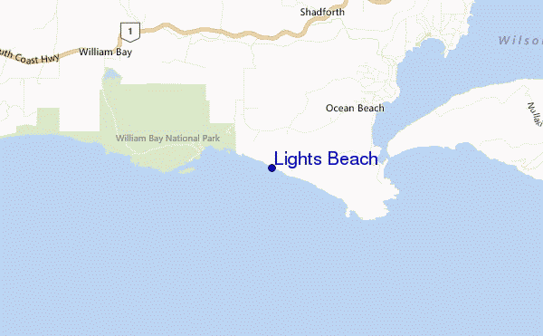 Lights Beach location map