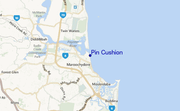 Pin Cushion location map