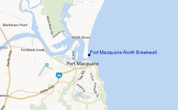 Port Macquarie-North Breakwall location map