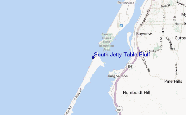 South Jetty Table Bluff location map
