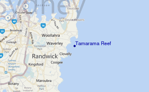 Tamarama Reef location map