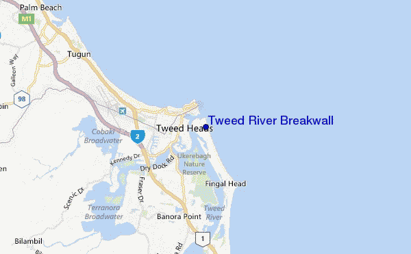 Tweed River Breakwall location map