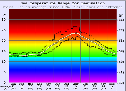 Beauvallon Temperatura del mare Grafico