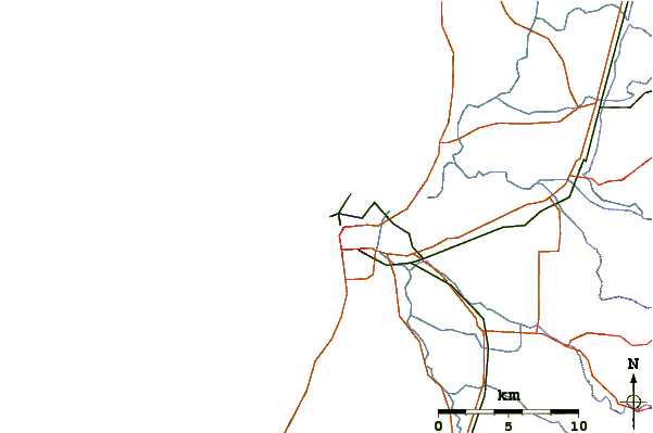 Strade e fiumi intorno Bunbury Bay
