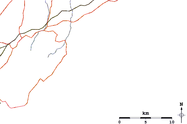 Strade e fiumi intorno Caerhays