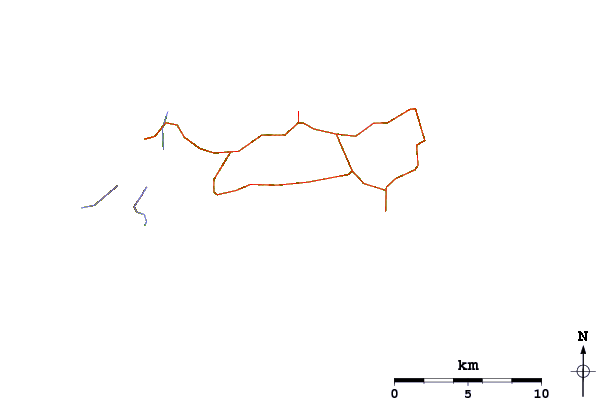 Strade e fiumi intorno Lacona or Tallinucci (Elba)