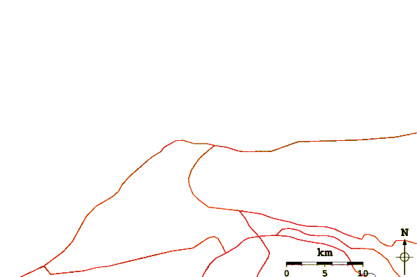 Strade e fiumi intorno Los Pocitos