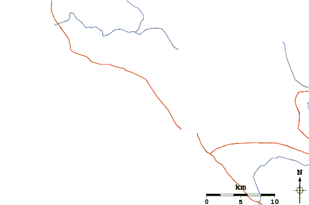 Strade e fiumi intorno Pico Creek
