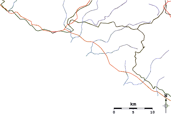Strade e fiumi intorno Ponente (Sicily)