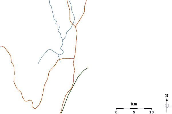 Strade e fiumi intorno Praia d'Agua