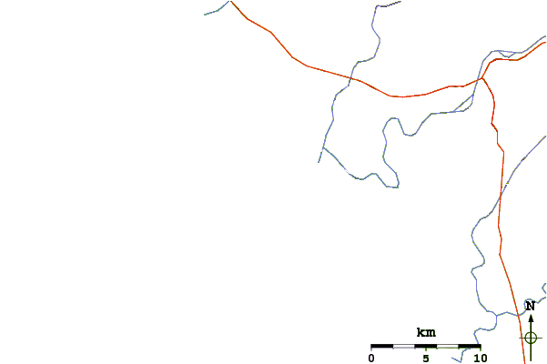 Strade e fiumi intorno Punta San Gregorio