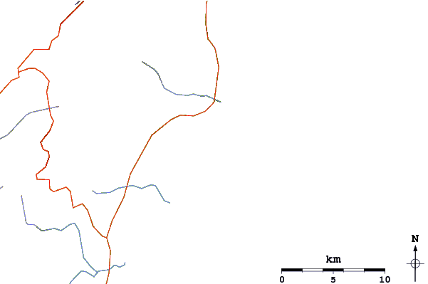Strade e fiumi intorno Punta di Testa