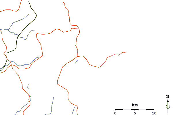 Strade e fiumi intorno Red Beach
