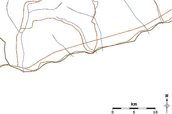 Strade e fiumi intorno Tri Ponti or La Scaletta (San Remo)