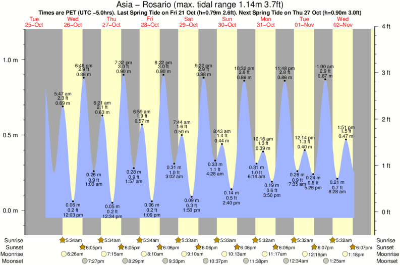 tide graph for Asia - Rosario surf break