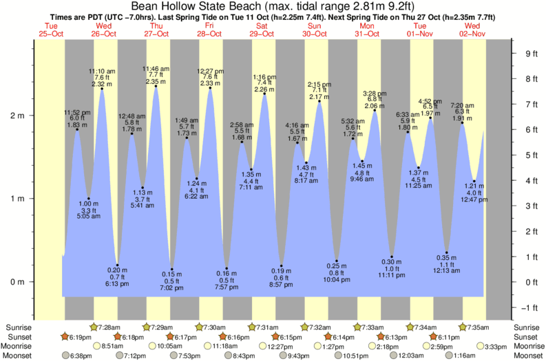 tide graph for Bean Hollow State Beach surf break