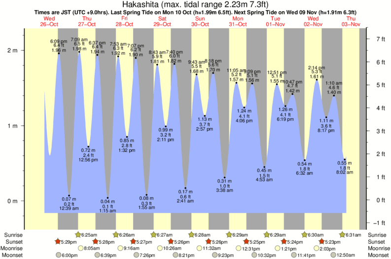 tide graph for Hakashita surf break