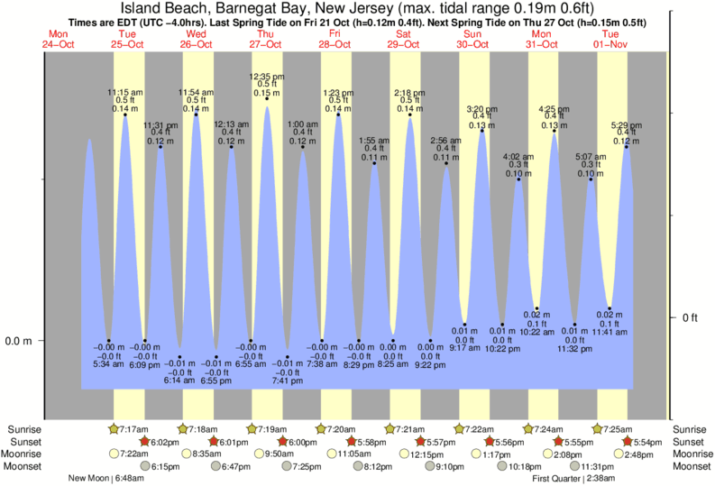 diagramma di marea per Island Beach, Barnegat Bay, New Jersey vicino Island Beach State Park surf break