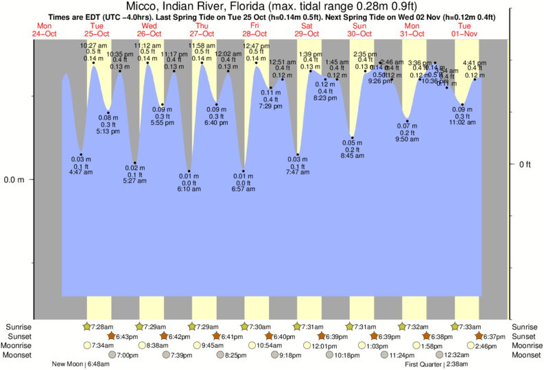 diagramma di marea per Micco, Indian River, Florida vicino Chernobyl surf break