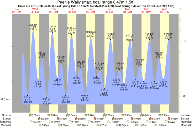 tide graph for Peenie Wally surf break