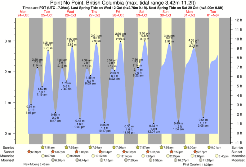 diagramma di marea per Point No Point, British Columbia vicino Jordan River surf break