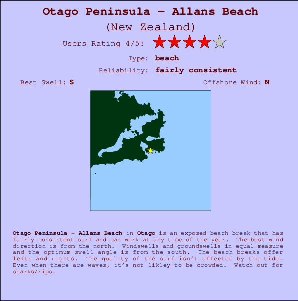 Otago Peninsula - Allans Beach Mappa ed info della località
