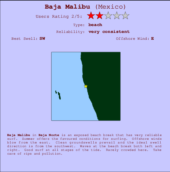 Baja Malibu Mappa ed info della località