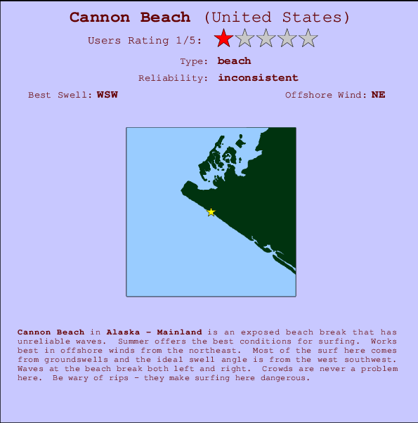 Cannon Beach Mappa ed info della località