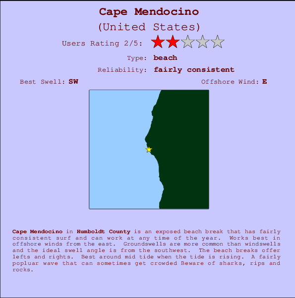 Cape Mendocino Mappa ed info della località