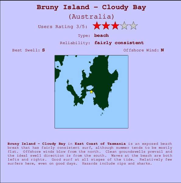 Bruny Island - Cloudy Bay Mappa ed info della località