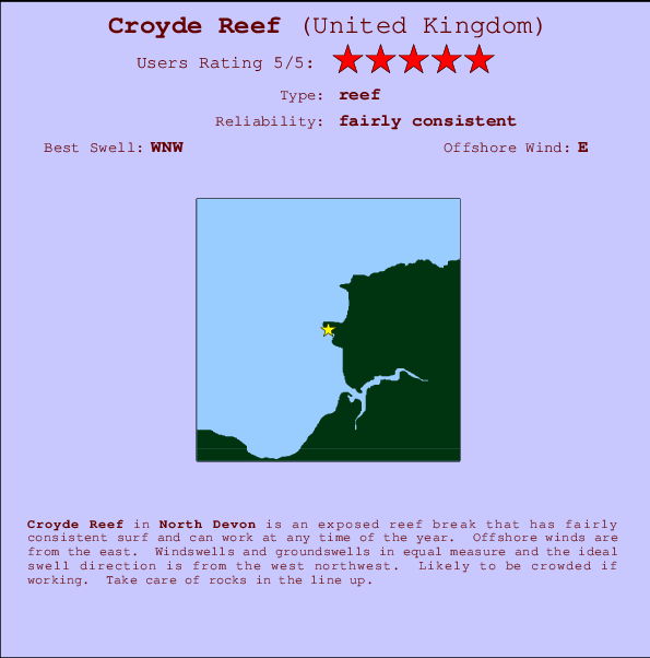 Croyde Reef Mappa ed info della località