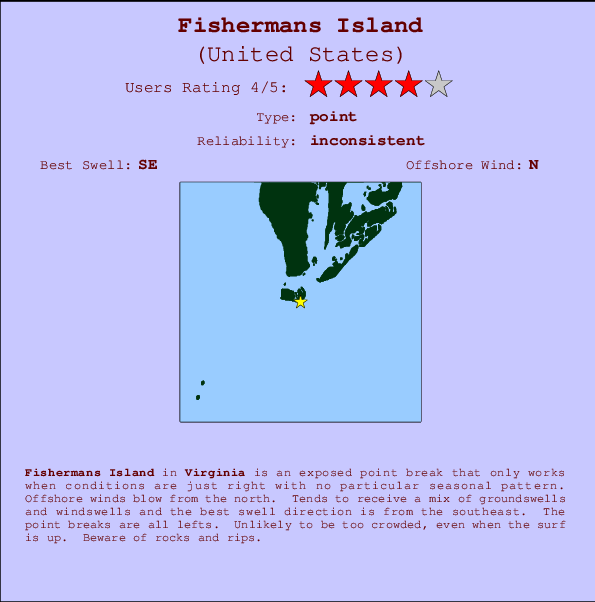 Fishermans Island Mappa ed info della località