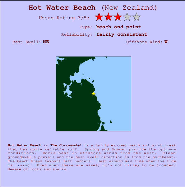 Hot Water Beach Mappa ed info della località