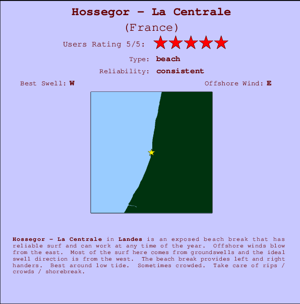 Hossegor - La Centrale Mappa ed info della località