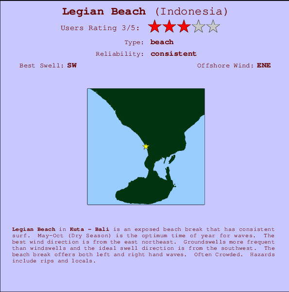 Legian Beach Mappa ed info della località