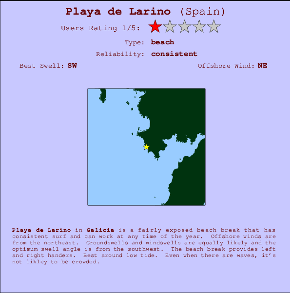 Playa de Larino Mappa ed info della località