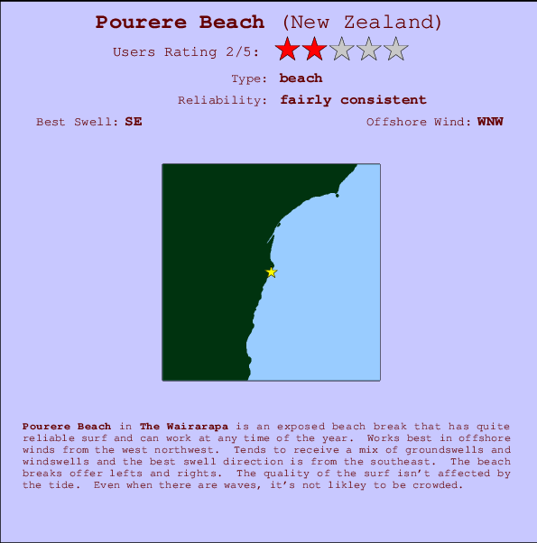 Pourere Beach Mappa ed info della località