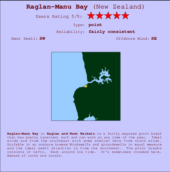 Raglan-Manu Bay Mappa ed info della località