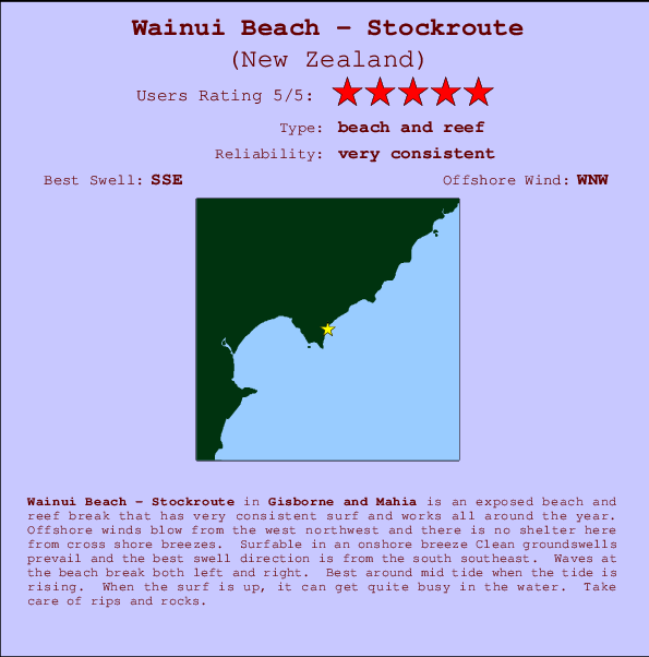 Wainui Beach - Stockroute Mappa ed info della località