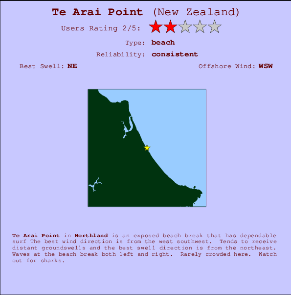 Te Arai Point Mappa ed info della località