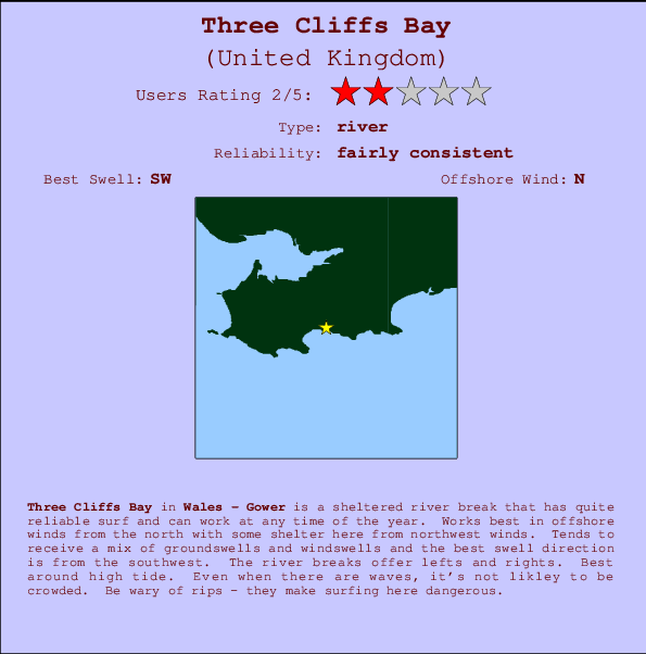 Three Cliffs Bay Mappa ed info della località