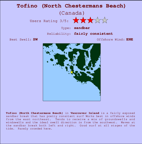 Tofino (North Chestermans Beach) Mappa ed info della località