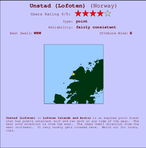 Unstad (Lofoten) Mappa ed info della località