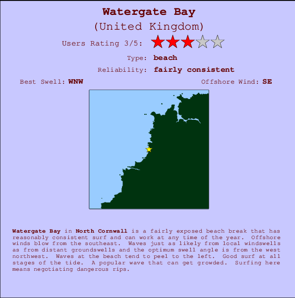 Watergate Bay Mappa ed info della località