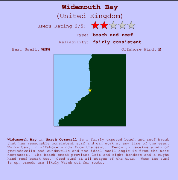 Widemouth Bay Mappa ed info della località