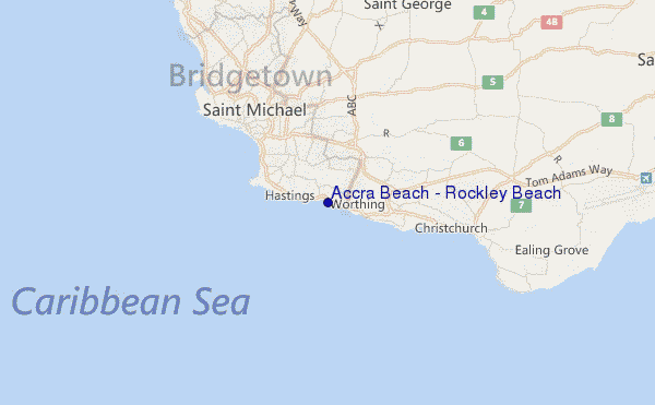 mappa di localizzazione di Accra Beach - Rockley Beach