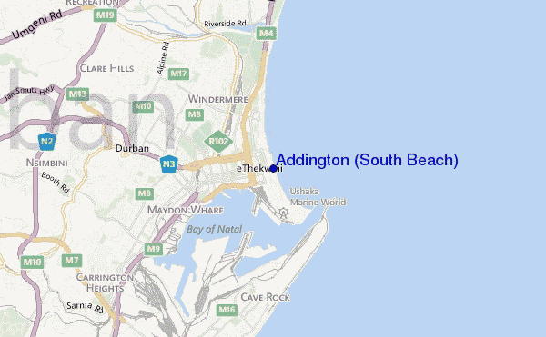 mappa di localizzazione di Addington (South Beach)