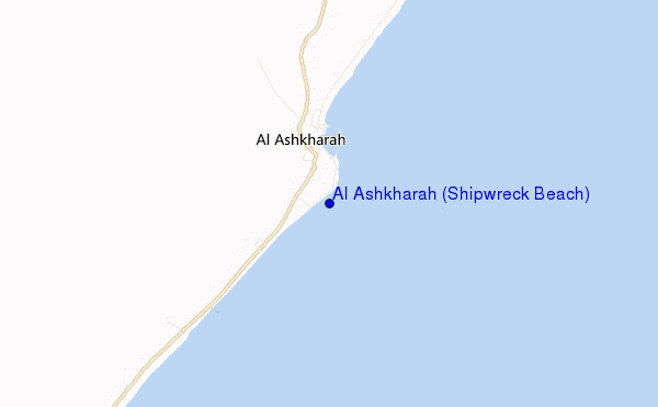 mappa di localizzazione di Al Ashkharah (Shipwreck Beach)