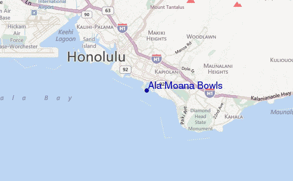 mappa di localizzazione di Ala Moana Bowls